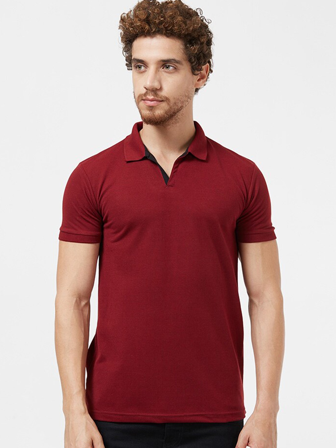 

Wear Your Opinion Polo Collar Short Sleeves Pique Cotton T-shirt, Maroon