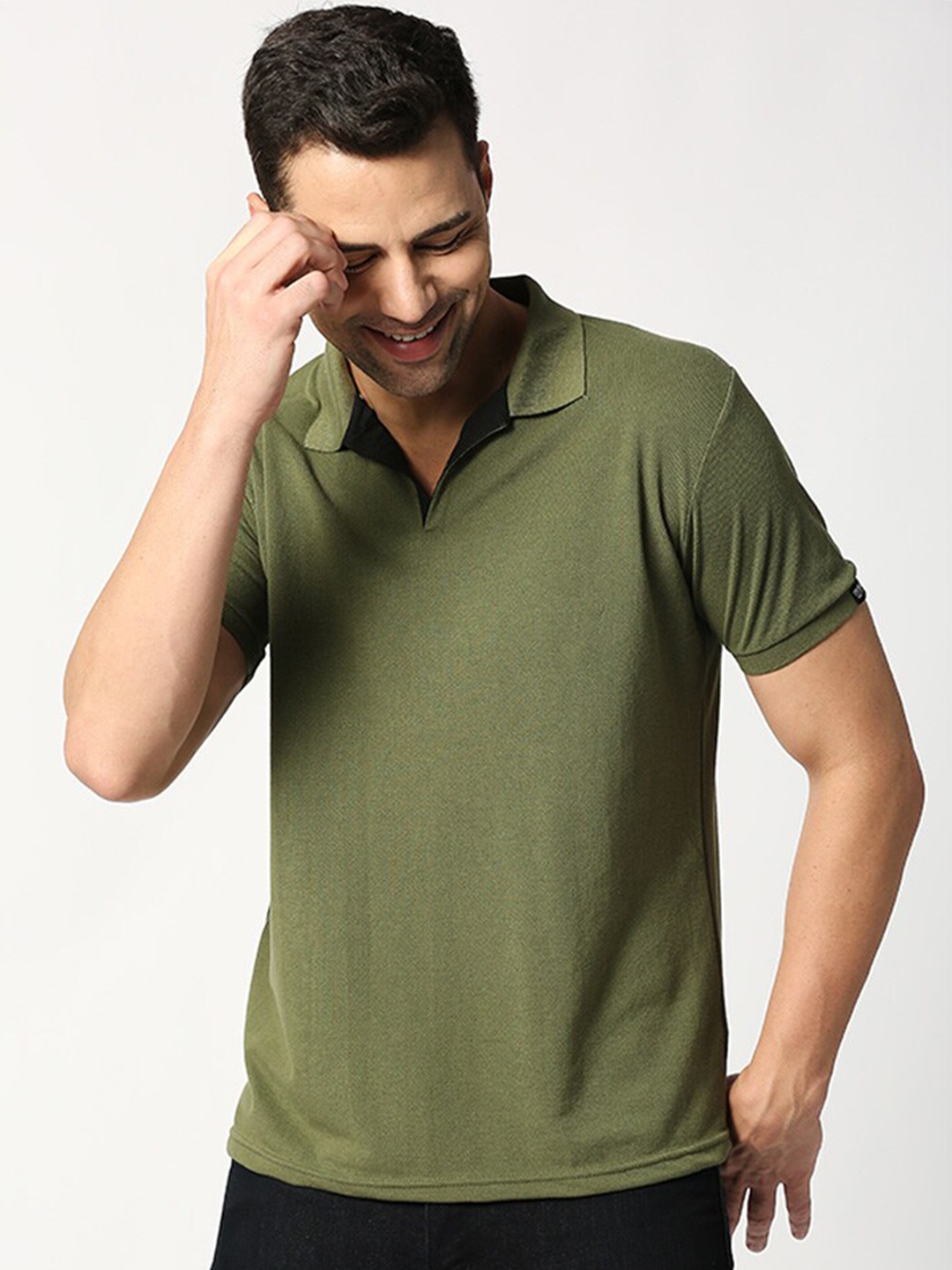 

Wear Your Opinion Polo Collar Short Sleeves Pique Cotton T-shirt, Olive