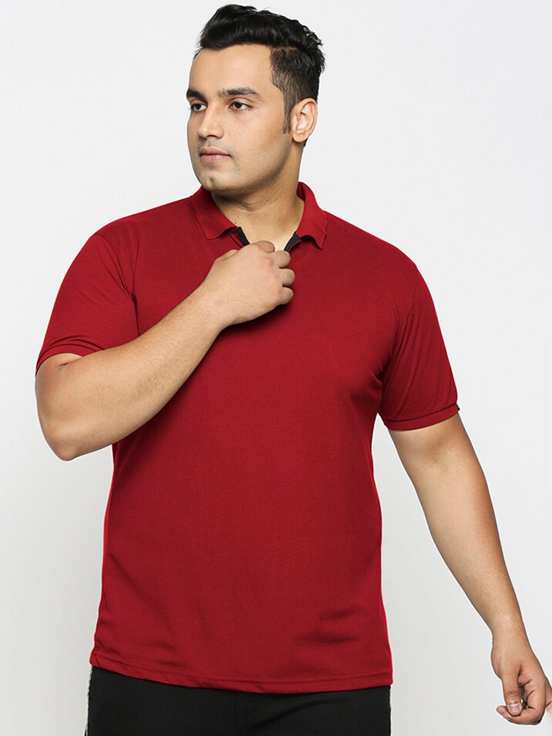

Wear Your Opinion Plus Size Polo Collar Pique Cotton T-shirt, Maroon