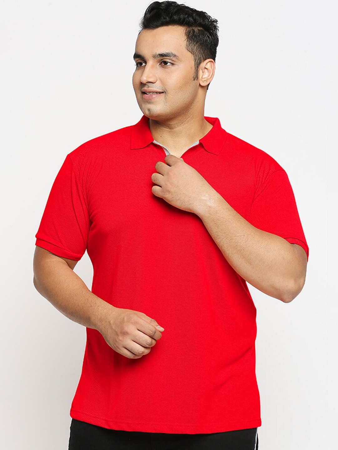 

Wear Your Opinion Plus Size Polo Collar Pique Cotton T-shirt, Red