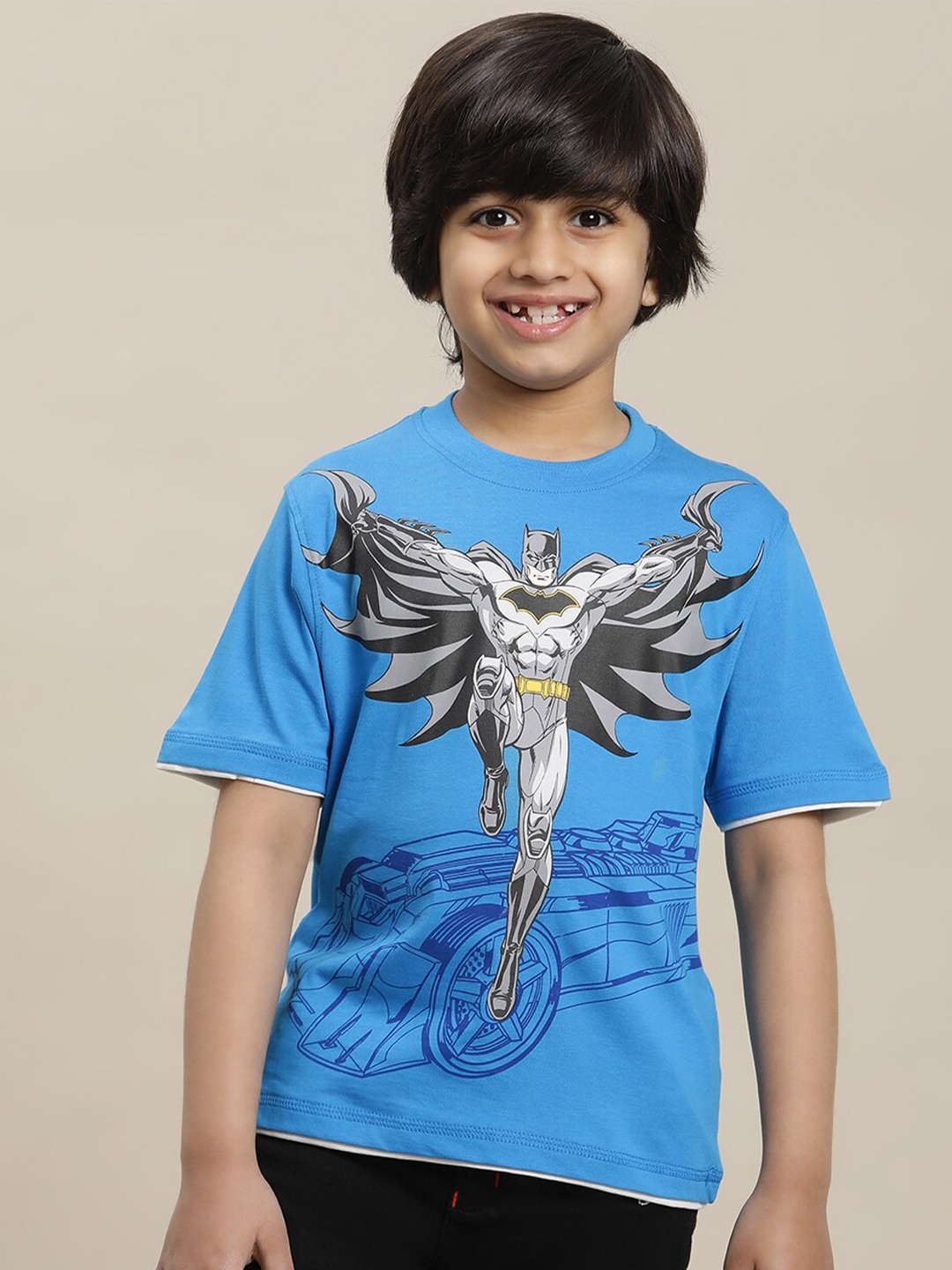 

Kids Ville Boys Batman Graphic Printed Pure-Cotton T-Shirt, Blue