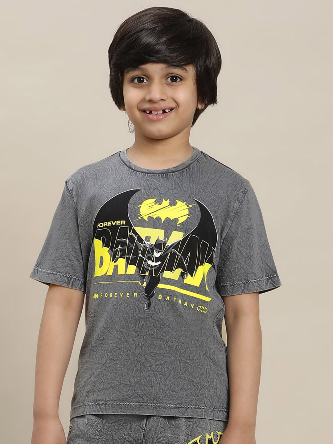 

Kids Ville Boys Batman Printed Pure-Cotton T-Shirt, Grey