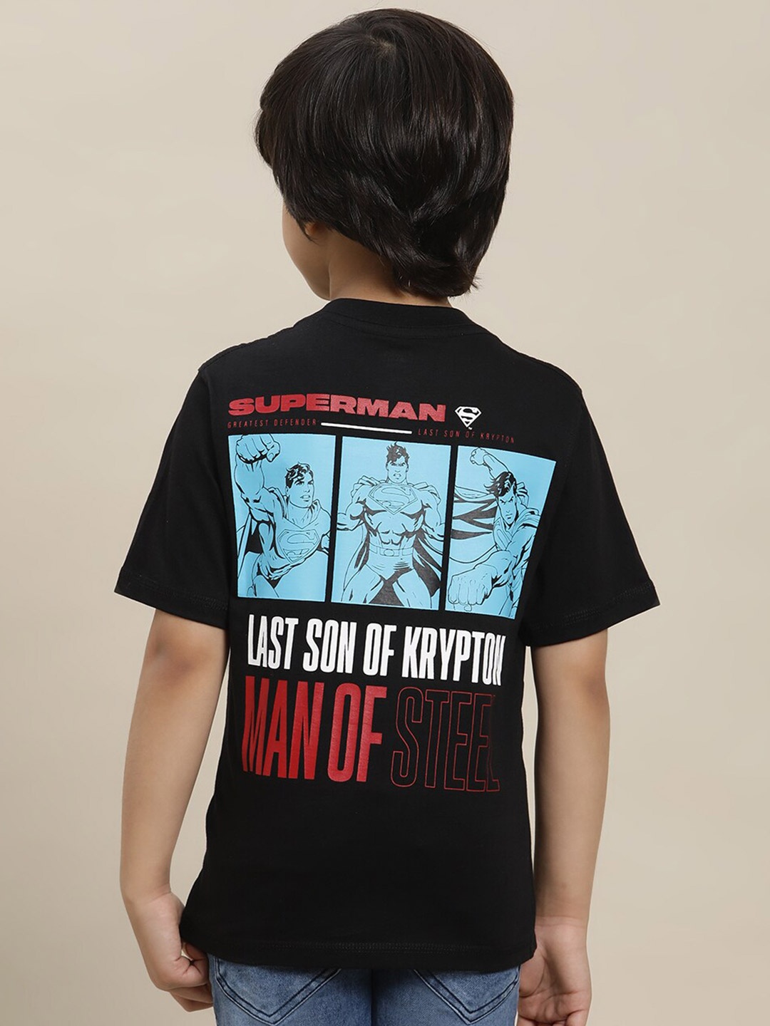 

Kids Ville Boys Superman-Printed Pure-Cotton T-Shirt, Black