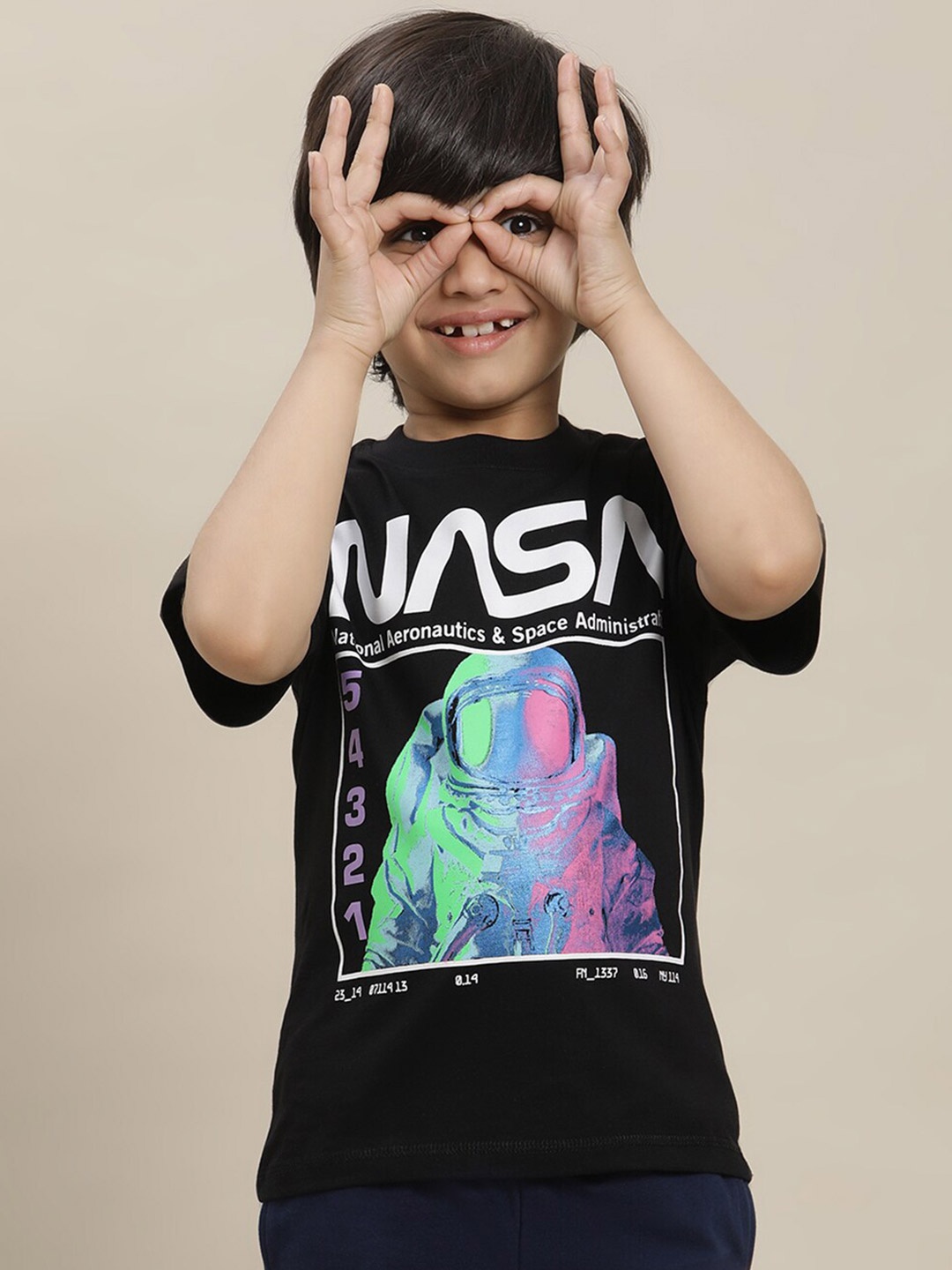 

Kids Ville Boys Nasa-Printed Pure-Cotton T-Shirt, Black