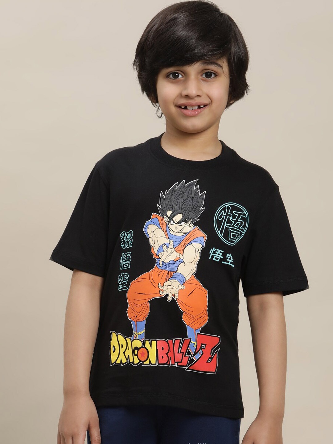 

Kids Ville Boys Dragon Ball Z-Printed Pure-Cotton T-Shirt, Black