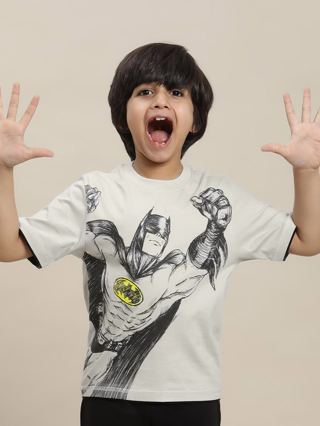 

Kids Ville Boys Batman-Printed Pure-Cotton T-Shirt, Grey