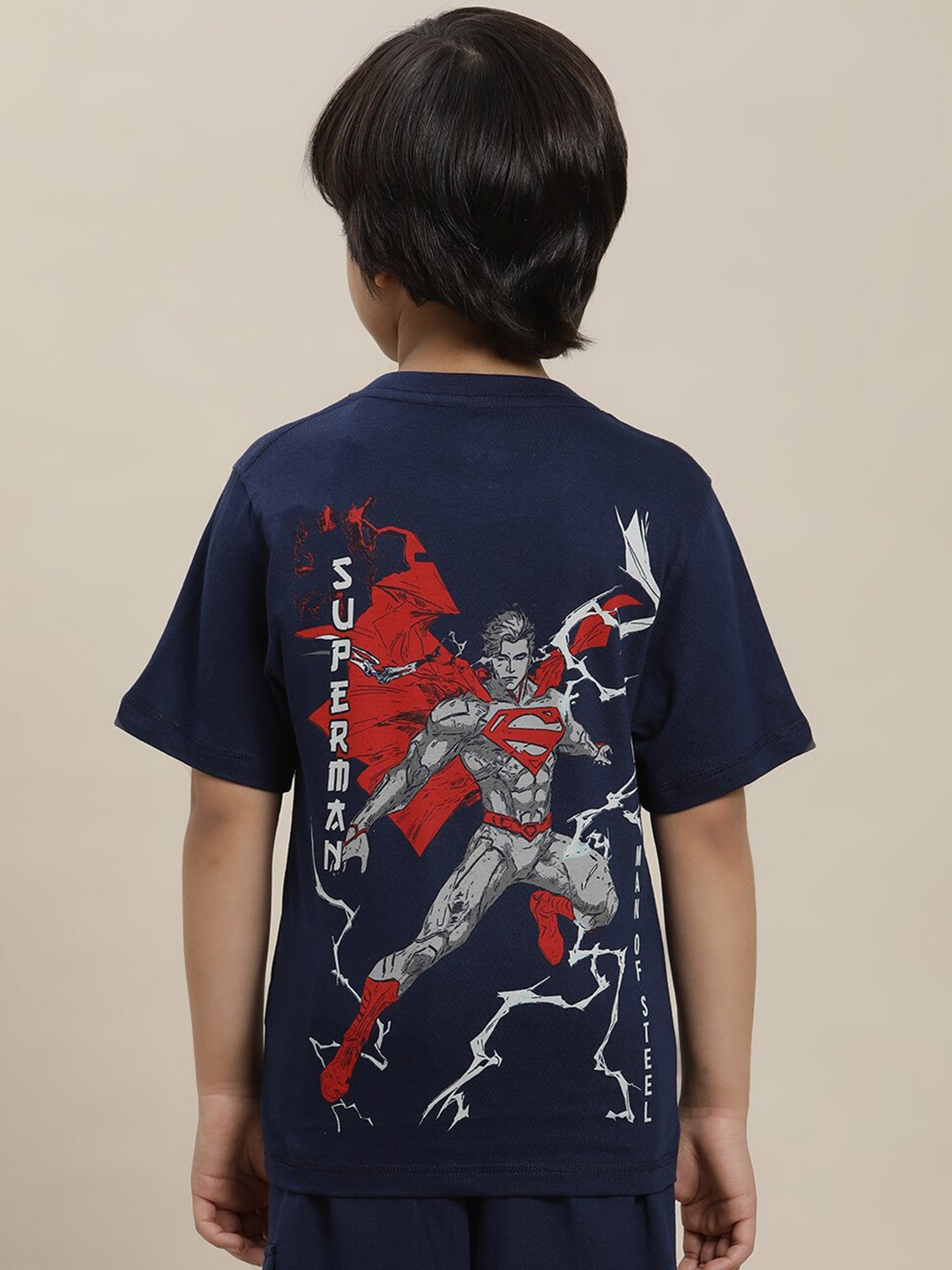 

Kids Ville Boys Superman-Printed Pure-Cotton T-Shirt, Navy blue