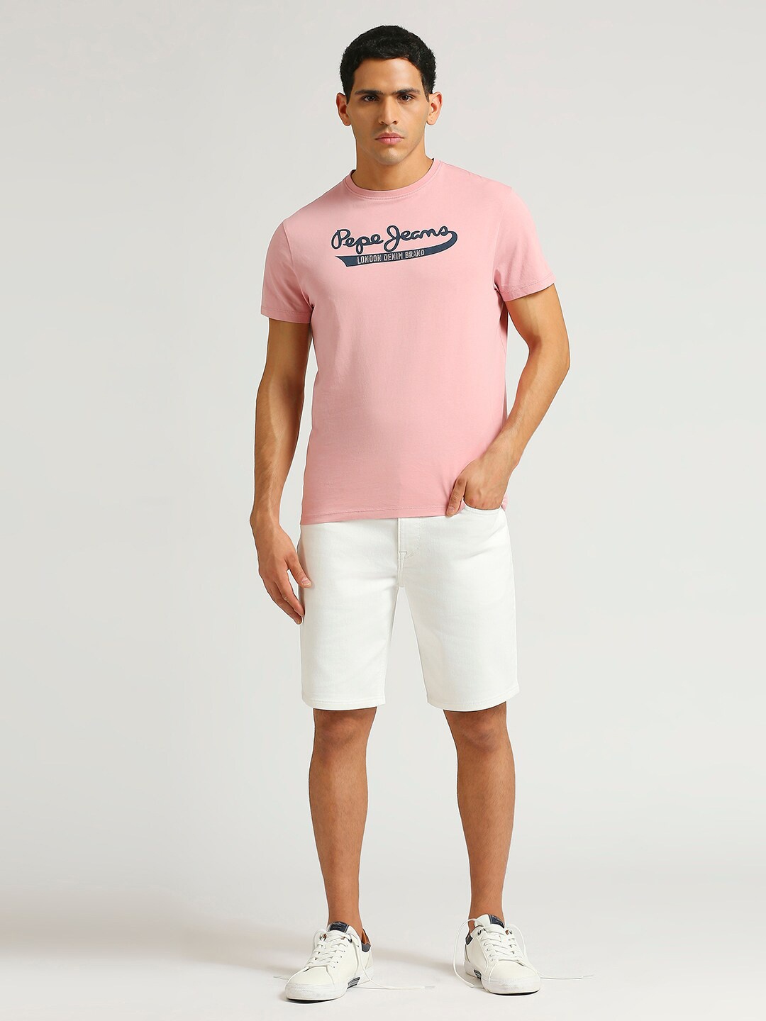 

Pepe Jeans Flyer Typography Printed Round Neck Slim Fit T-shirt, Pink