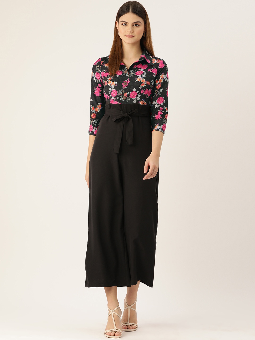 

Sleek Italia Printed Basic Jumpsuit, Black