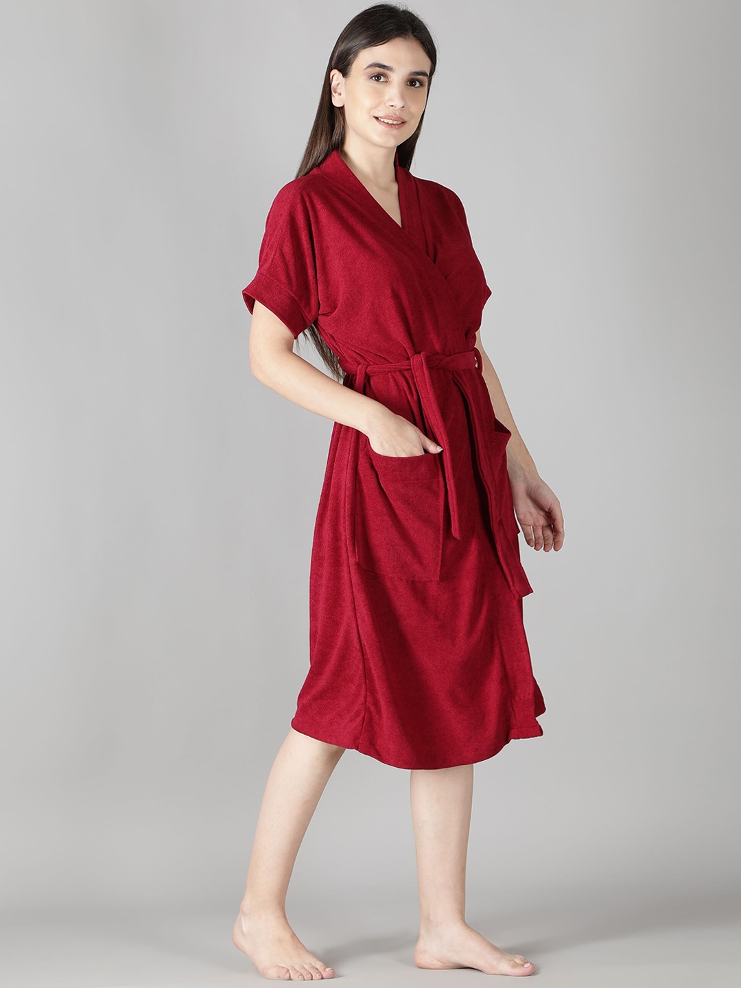 

LacyLook Women Maroon Micro Terry Cool & Comfortable Bath Robe