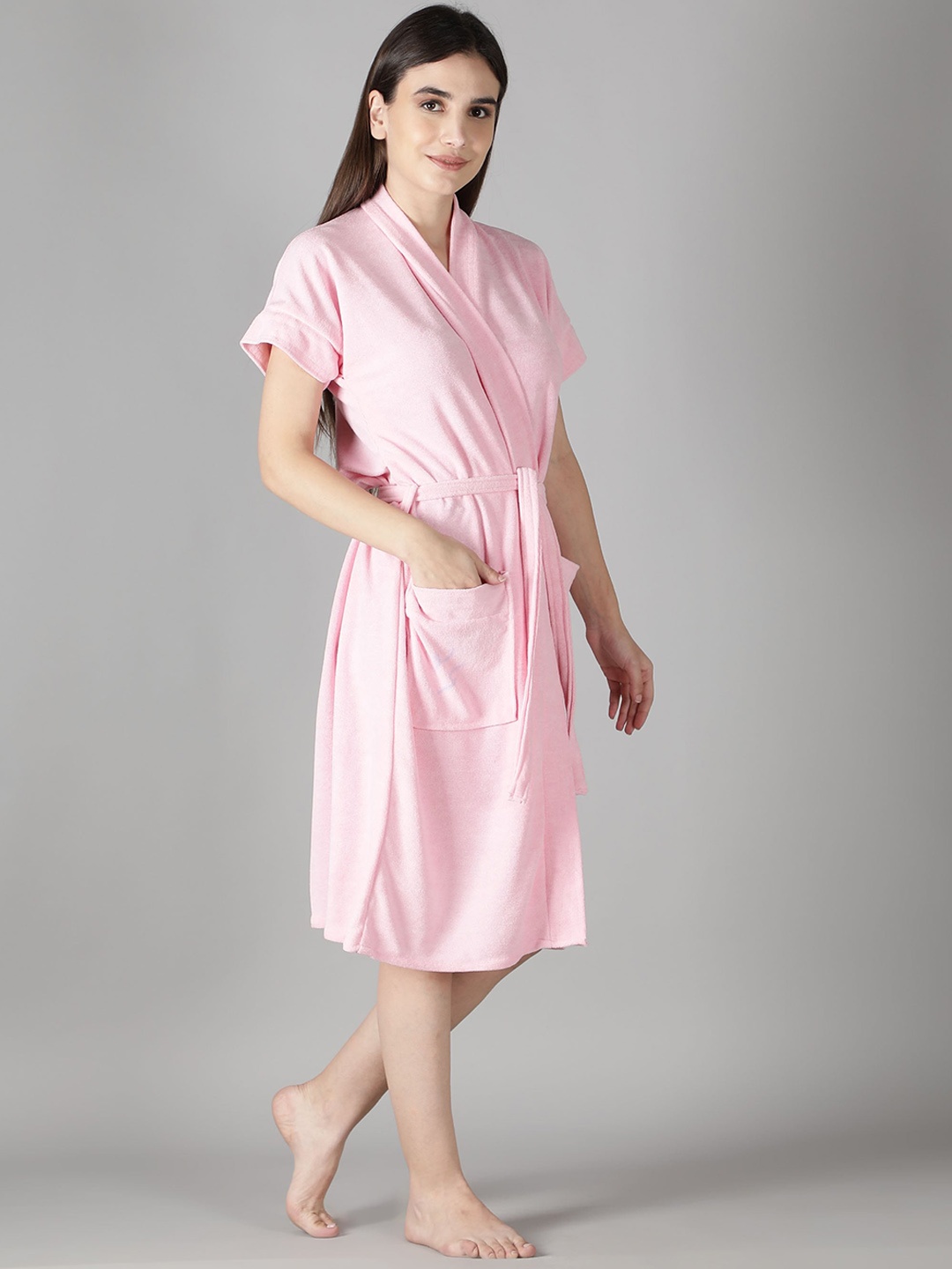 LacyLook Women Pink Micro Terry Cool & Comfortable Bath Robe