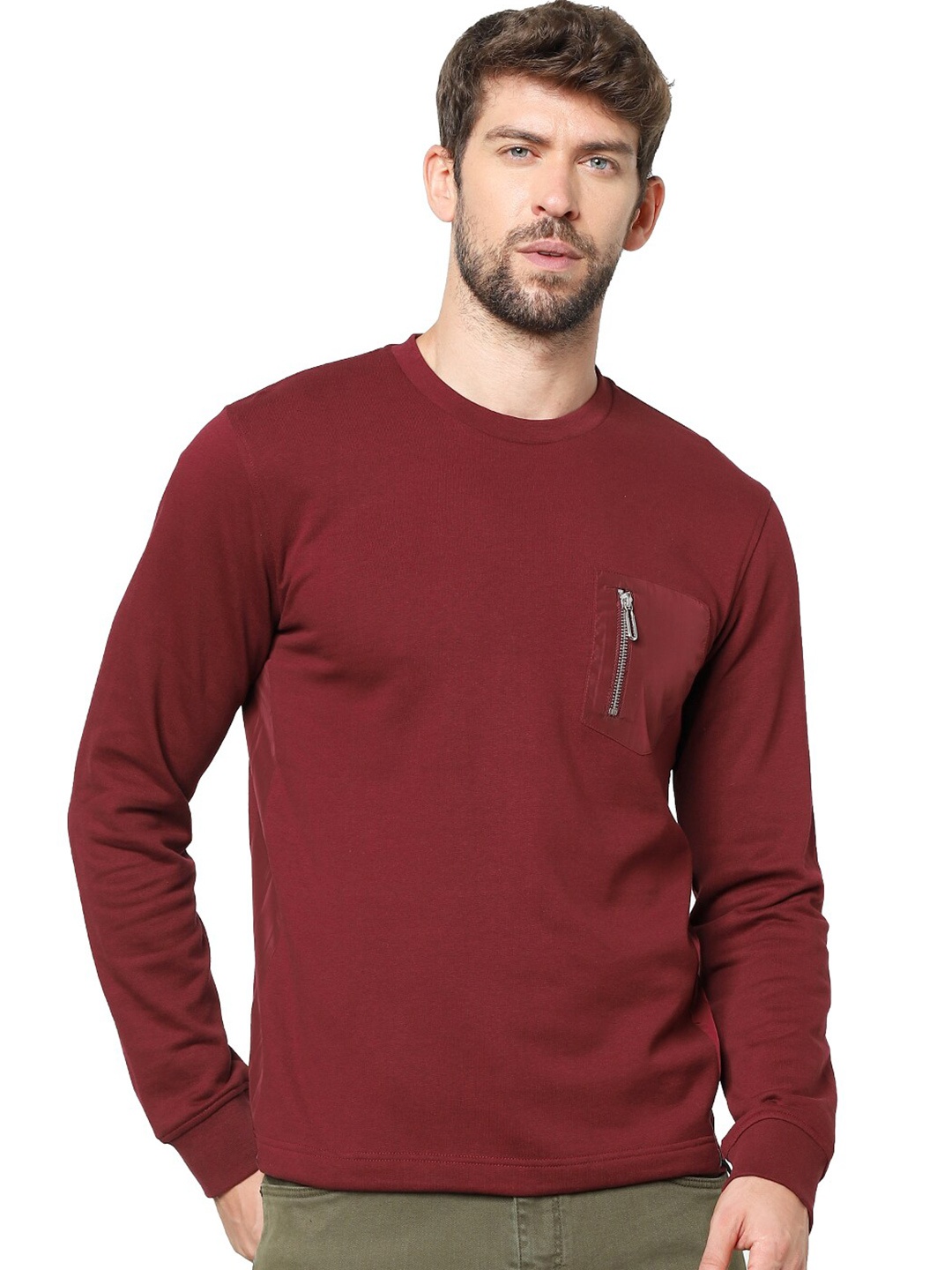 

Celio Long Sleeves Cotton Pullover Sweatshirt, Burgundy