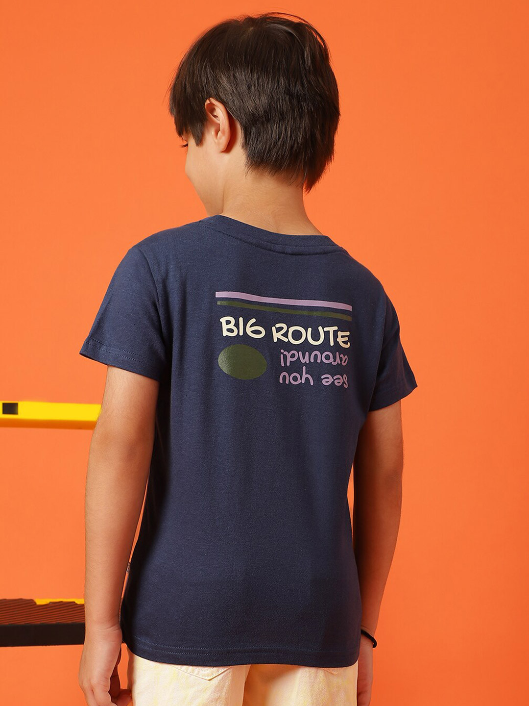 

TALES & STORIES Boys Typography Printed Cotton T-shirt, Navy blue