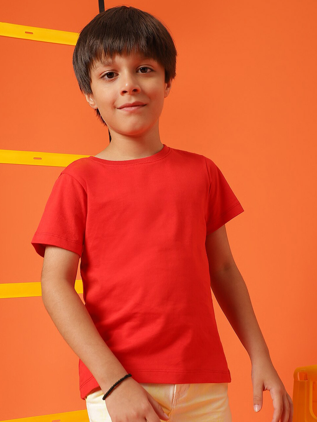 

TALES & STORIES Boys Round Neck Short Sleeves Cotton T-shirt, Red