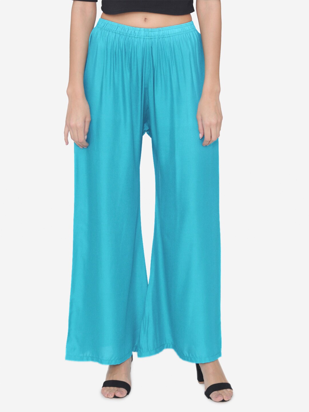 

N-Gal Women Wide Leg Woven Palazzos, Turquoise blue