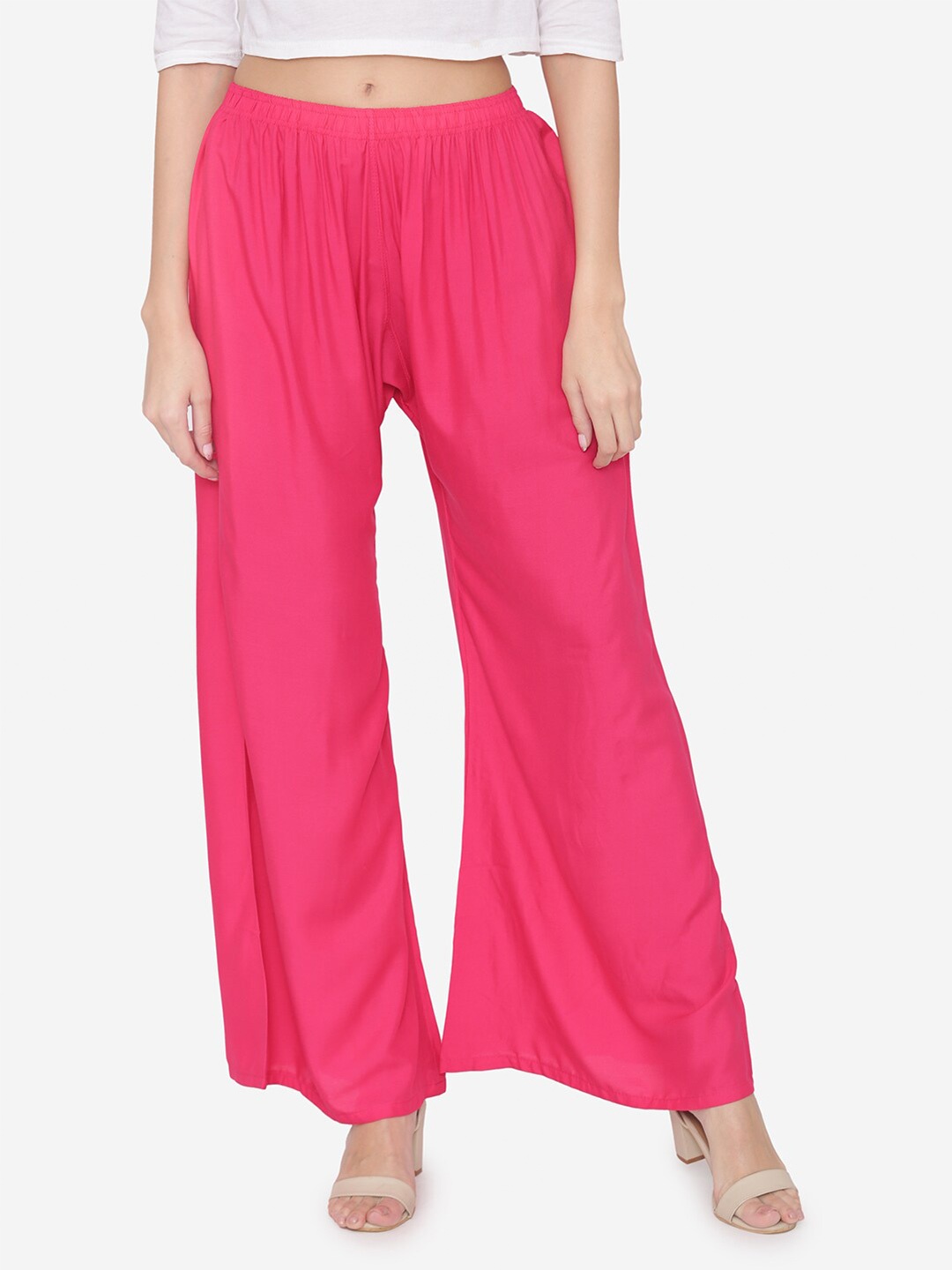 

N-Gal Women Knitted Palazzos, Magenta