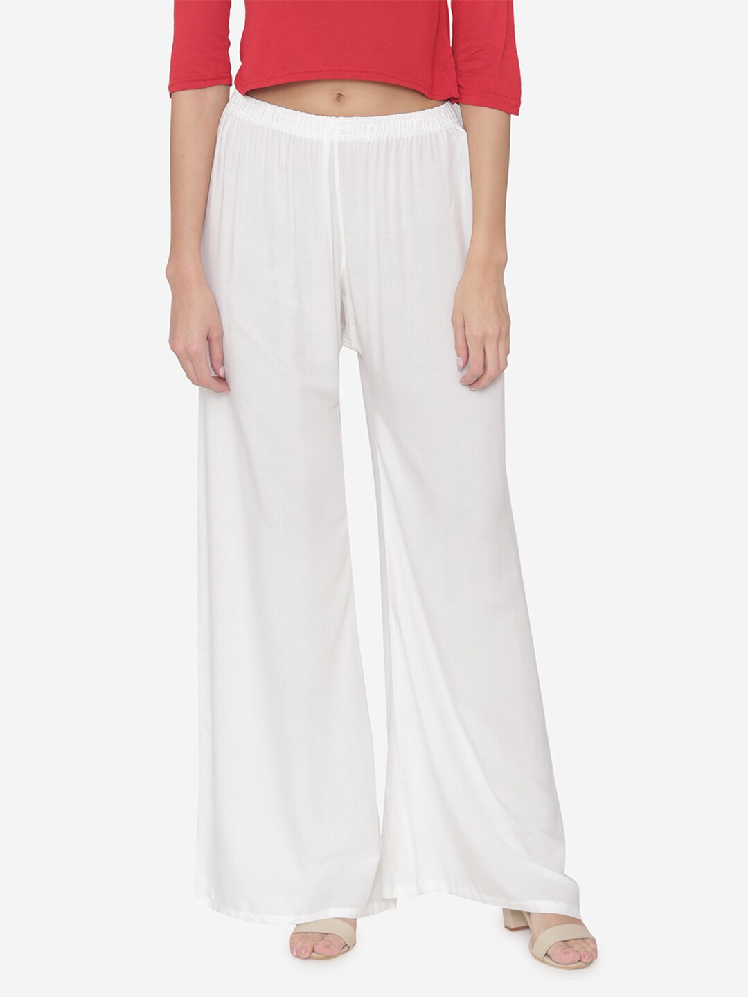 

N-Gal Women Wide Leg Woven Palazzos, White