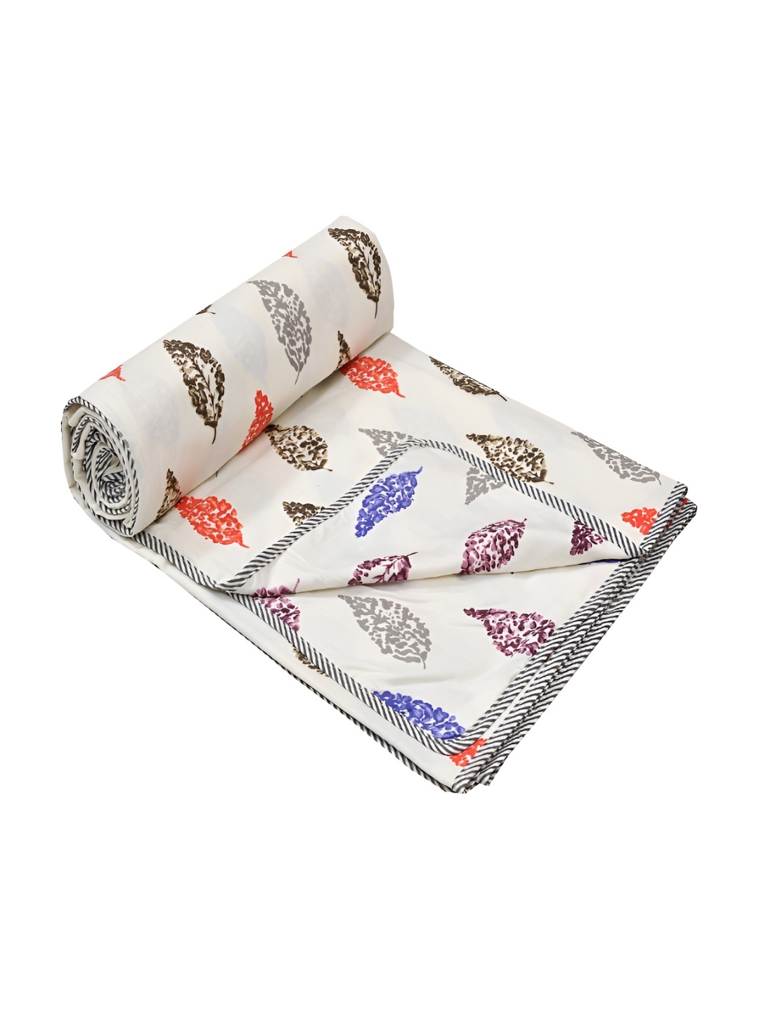 

tundwal's Off White & Blue Floral AC Room Cotton 210 GSM Single Bed Dohar