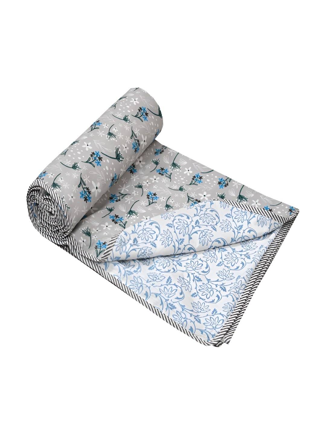 

tundwal's Blue & Grey Floral AC Room Cotton 210 GSM Single Bed Dohar