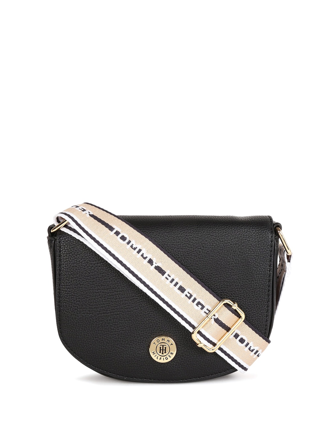 

Tommy Hilfiger Textured Half Moon Sling Bag, Black
