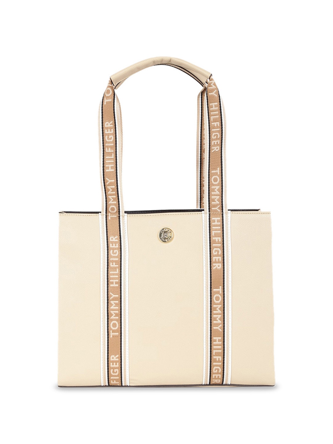 Tommy Hilfiger Textured PU Oversized Shopper Shoulder Bag, Beige