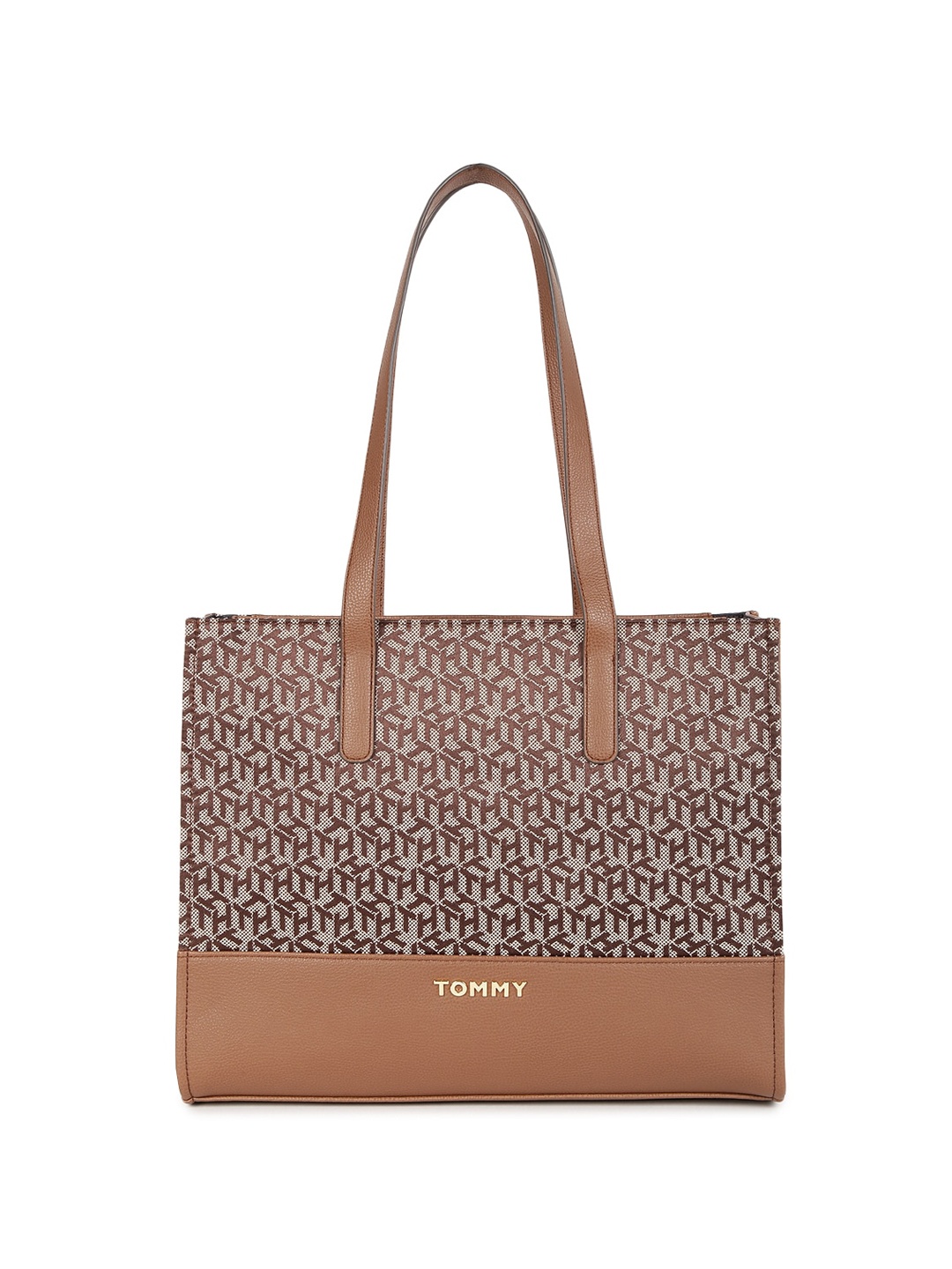 

Tommy Hilfiger Geometric Printed Structured Shoulder Bag, Brown
