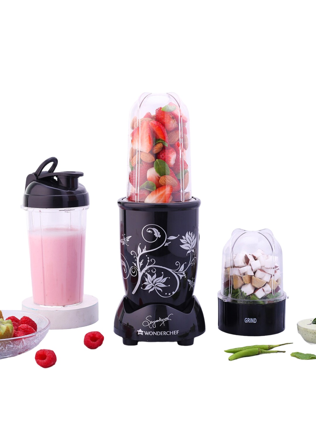 

Wonderchef Black Nutri-blend 3 Jars Mixer Grinder Blender 500W