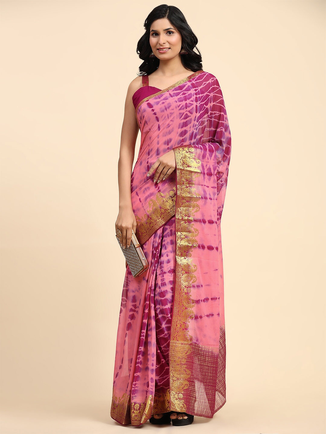 

RACHNA Ombre Zari Ready to Wear Saree, Pink