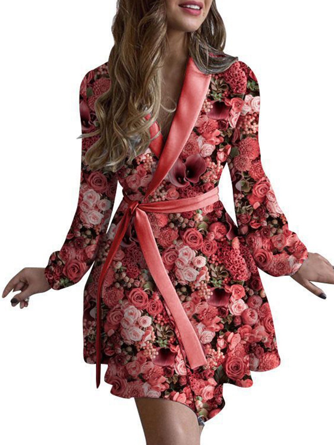 

StyleCast Pink Floral Printed Wrap Mini Dress