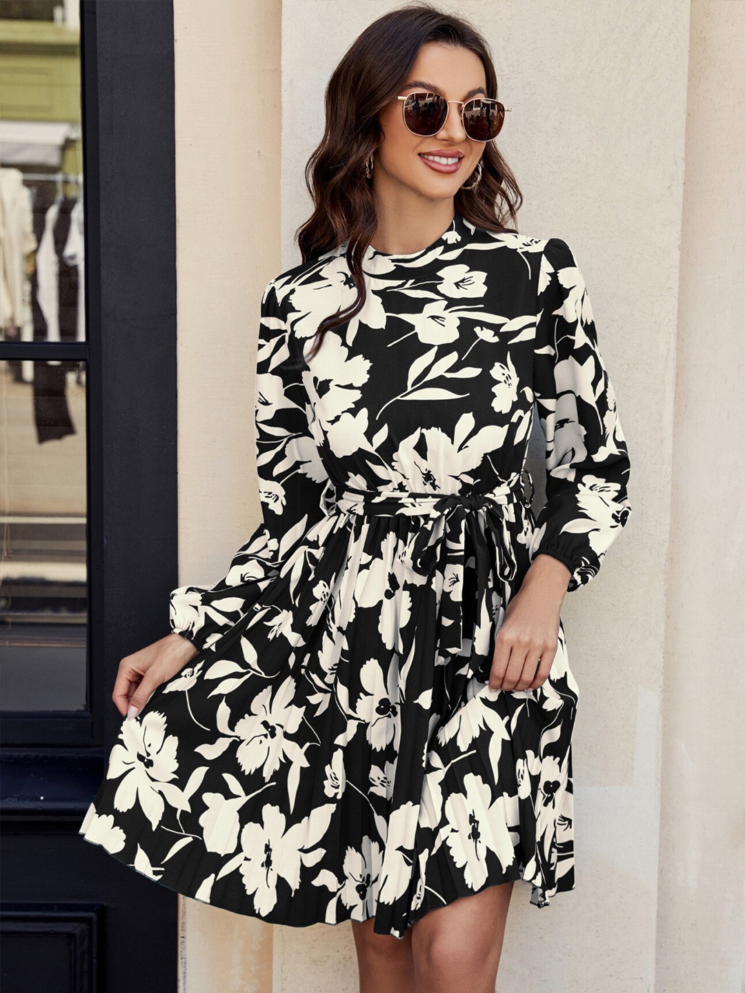

StyleCast Black Floral Print Fit & Flare Dress