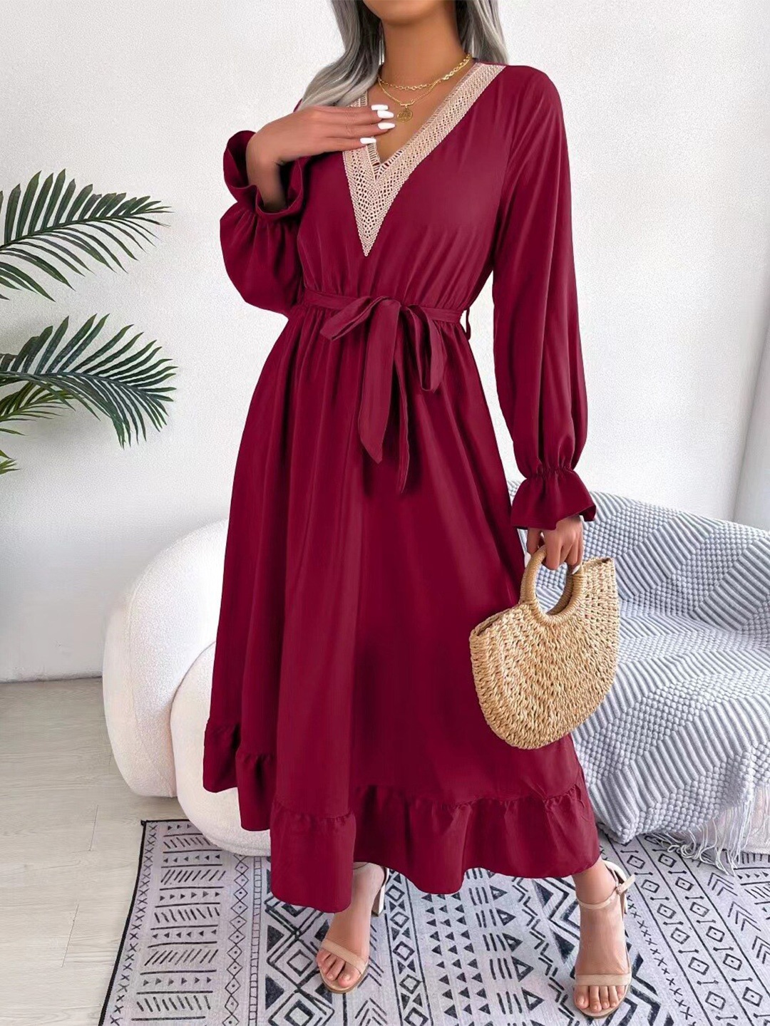 

StyleCast Magenta Puff Sleeves Maxi Dress