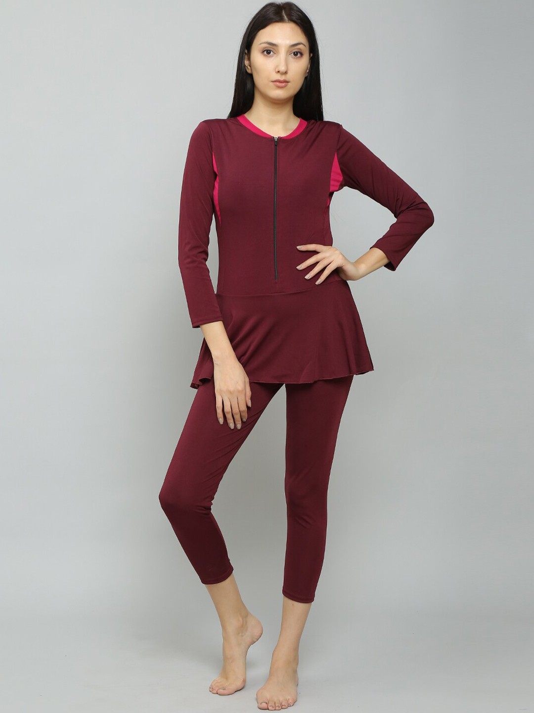 

N-Gal Full Length Padded Legsuit, Burgundy