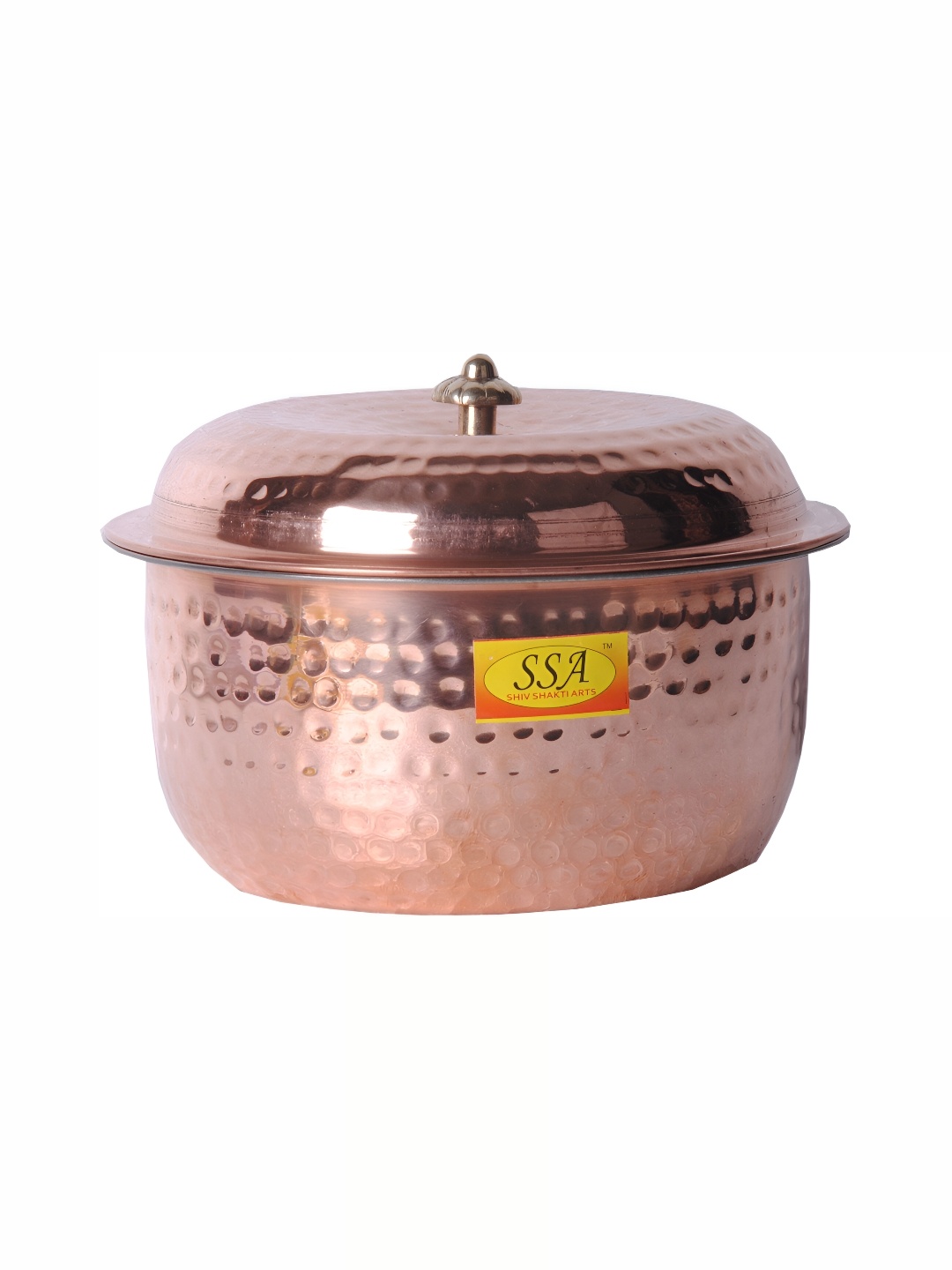

Shivshakti Arts Copper Handi Casserole Hammered Desgined With lid 1 L