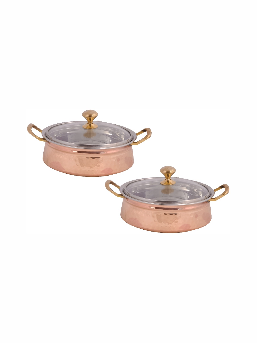 

Shivshakti Arts Brown 2 Pieces Glossy Serving Handi With Glass Lid 850 ml Each