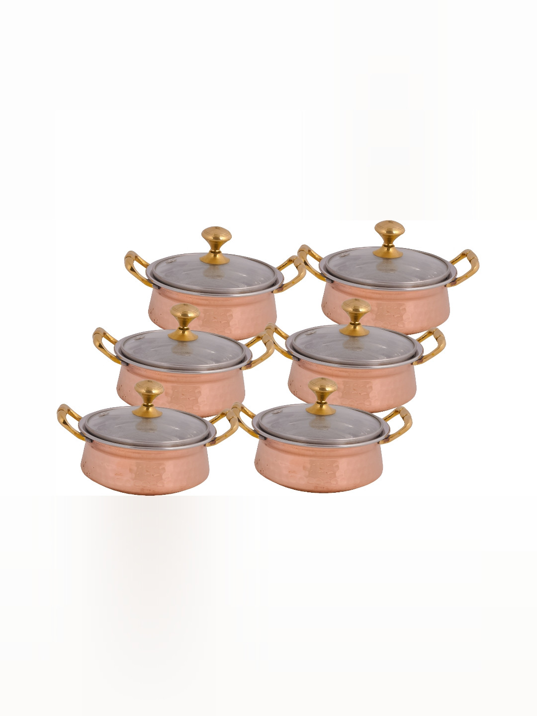 

Shivshakti Arts Brown 6 Pieces Glossy Serving Handi 400 ml Each