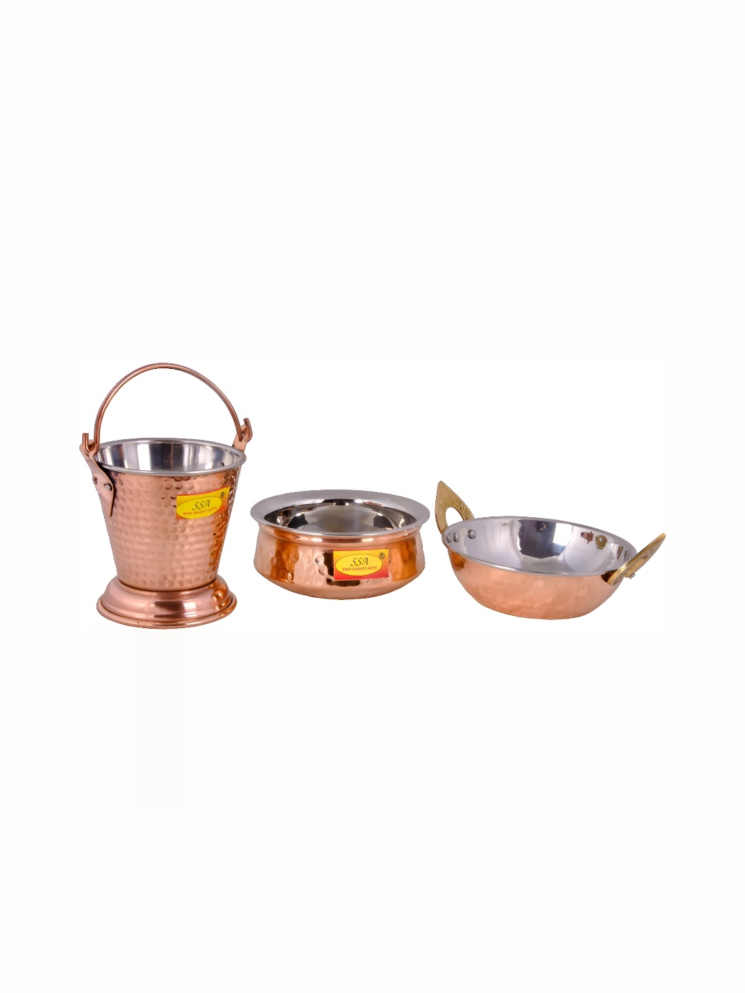 

Shivshakti Arts Brown 3Pcs Copper Dishwasher Safe Serving Set