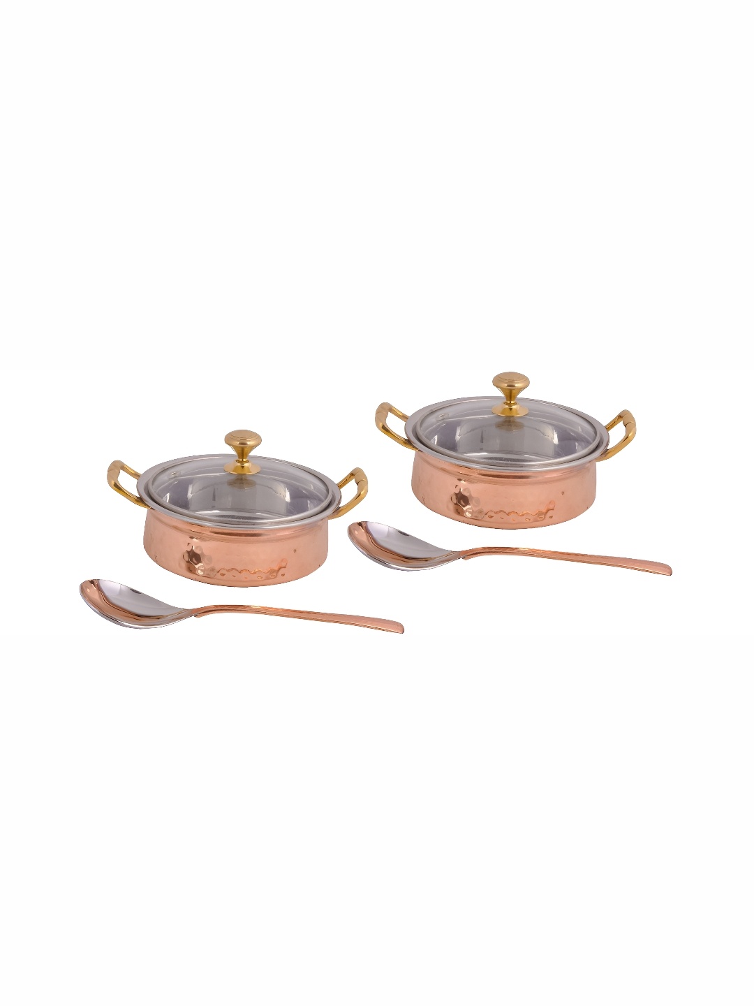 

Shivshakti Arts Brown 2Pcs Copper Cook And Serve Casseroles & Serving Spoons