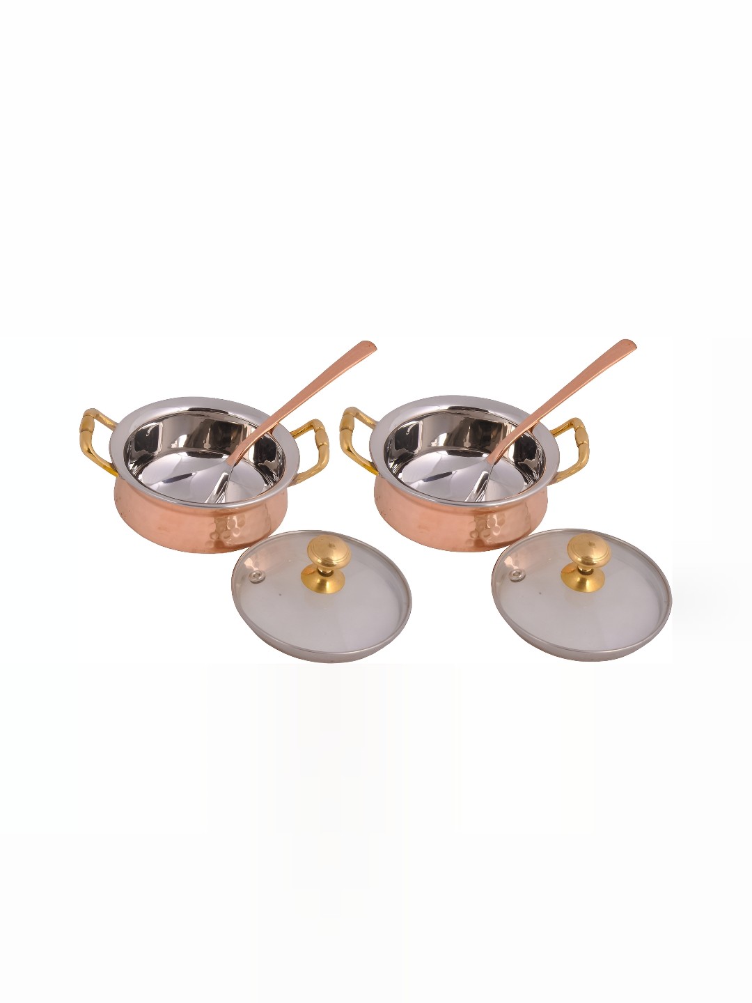 

Shivshakti Arts Brown 4 Pieces Copper Serving Casserole With Lid
