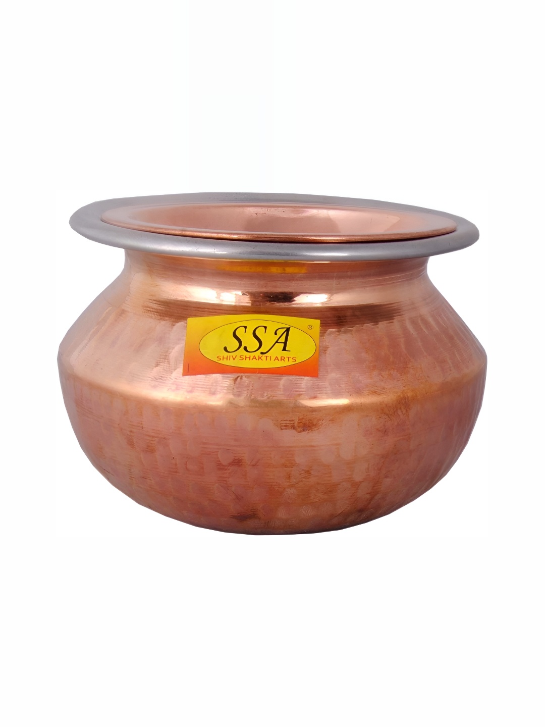 

Shivshakti Arts Brown Copper Serving Handi With Lid