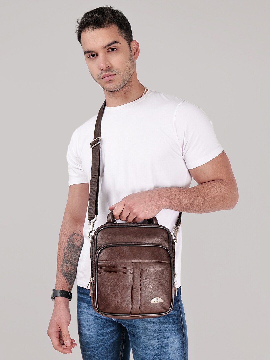 

Kara Unisex Messenger Bag, Brown