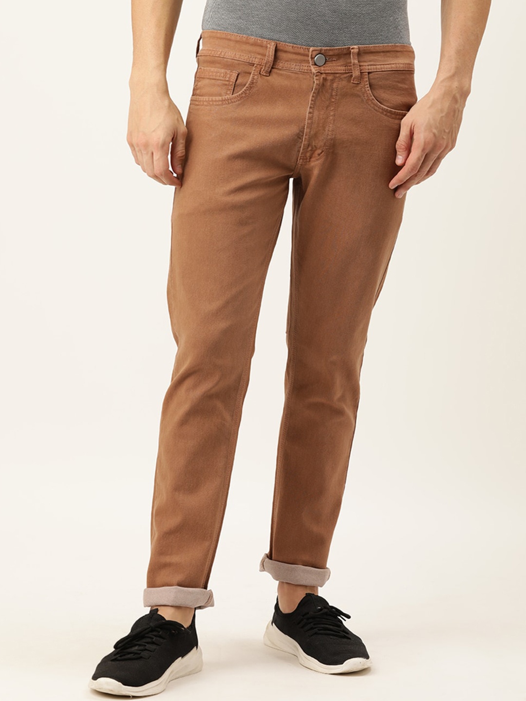 

IVOC Men Slim Fit Mid Rise Cotton Jeans, Khaki