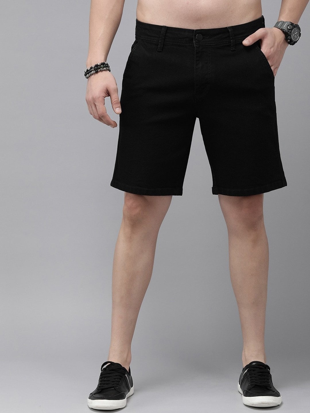

The Roadster Lifestyle Co Men Slim Fit Denim Shorts, Black