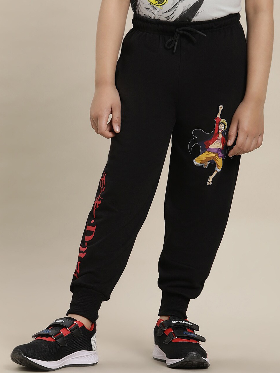 

Kids Ville Boys One Piece Printed Mid-Rise Joggers, Black