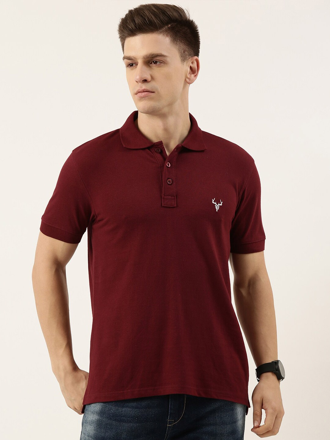 

IVOC Polo Collar Short Sleeves Cotton Casual T-shirt, Maroon