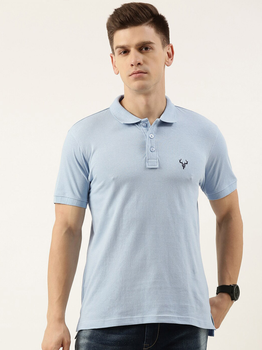 

IVOC Polo Collar Short Sleeves Cotton Casual T-shirt, Blue