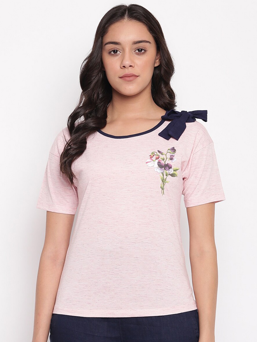 

Miss Grace Floral Printed Round Neck Top, Pink