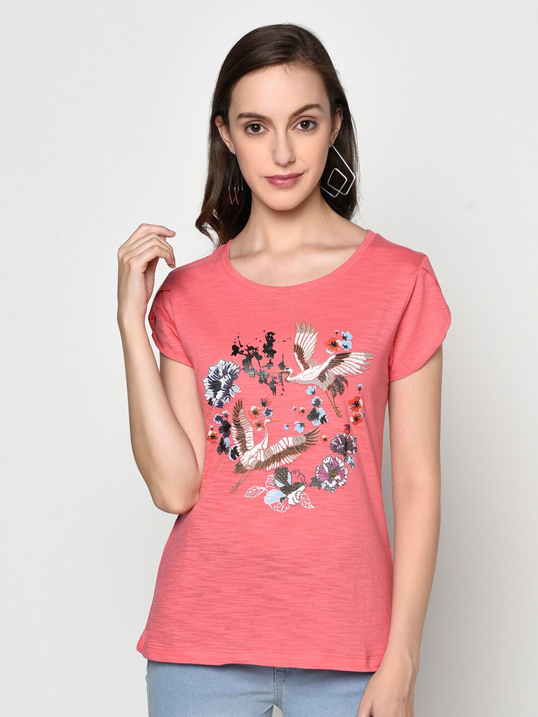 

Miss Grace Floral Printed Puff Sleeve Top, Pink