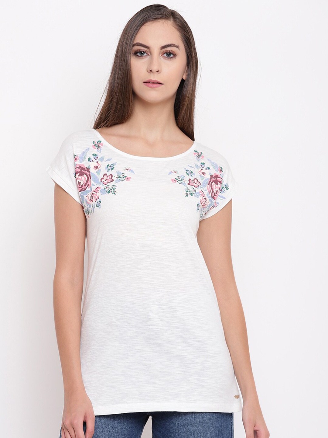 

Miss Grace Floral Printed Extended Sleeves Top, Off white