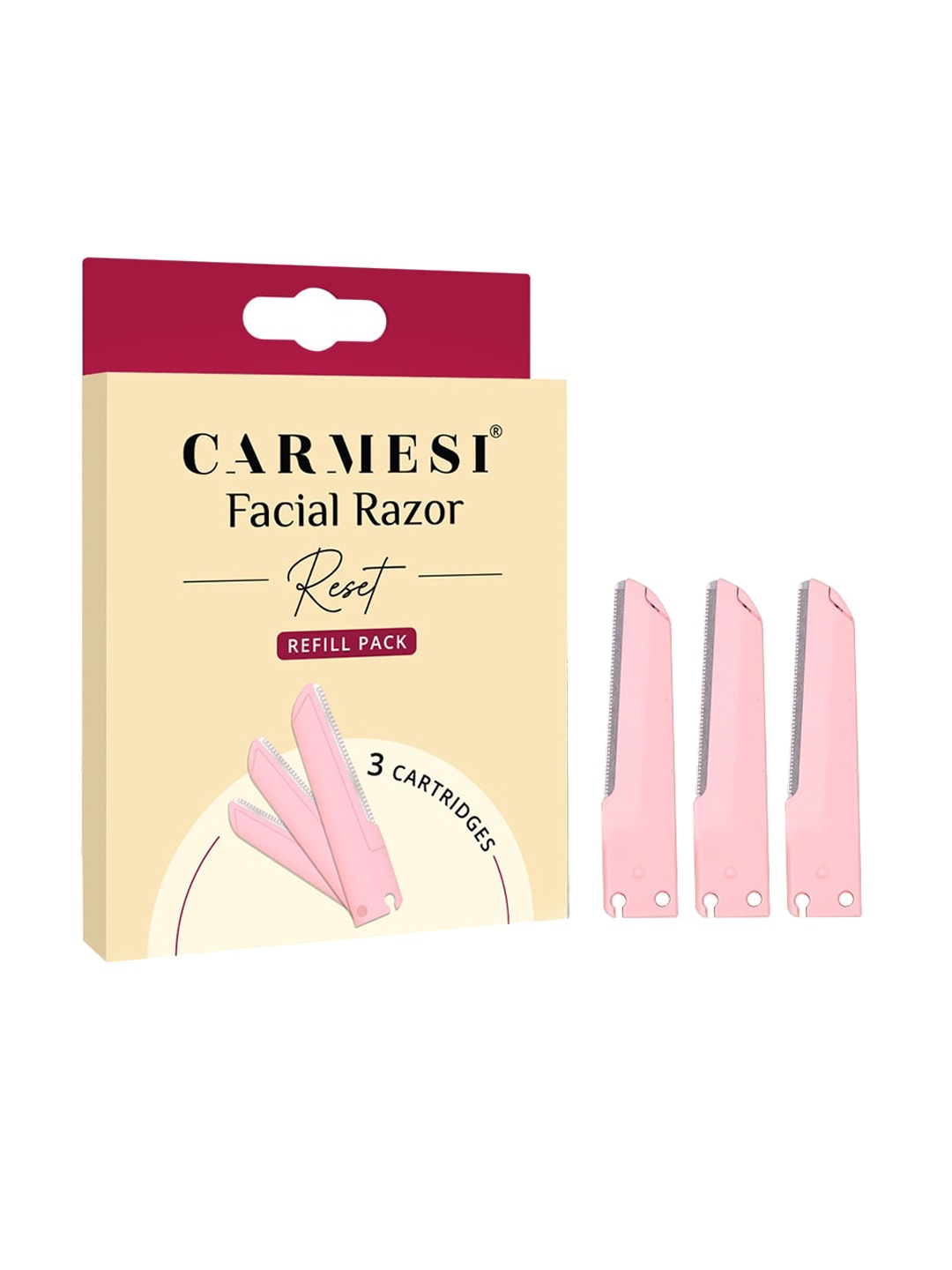 

CARMESI Set of 3 Face Razor Reset Refill Cartridges for Instant & Painless Hair Removal, Pink