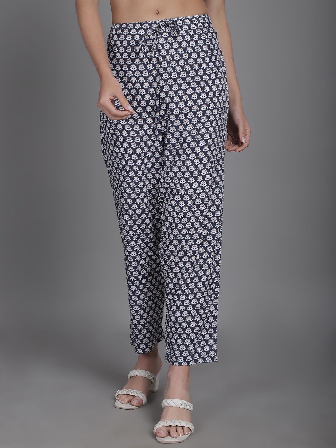 

Enchanted Drapes Women Printed Relaxed Straight Leg Trousers, Black
